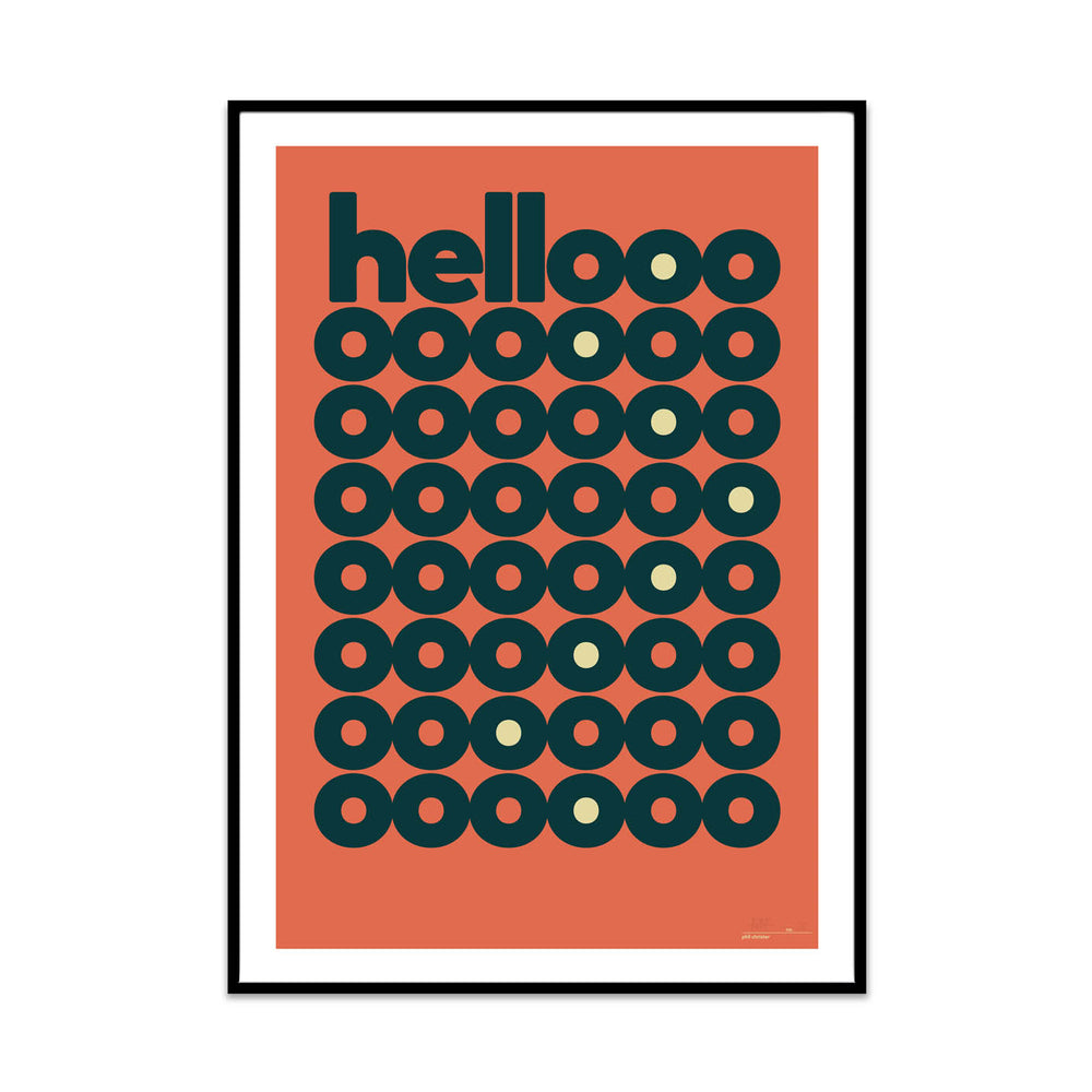 hellooo 70s edition is a limited edition typography print from phil at what phil sees, perfect for your home hallway.