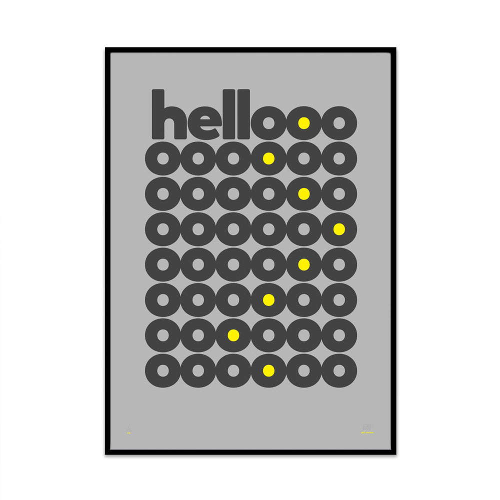 hello spot of yellow edition modern stylish typography art print created for your home by phil christer